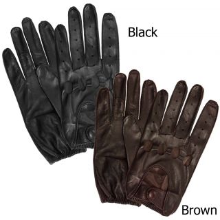 Isotoner Mens Leather Unlined Driving Gloves