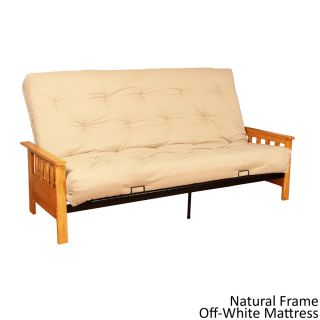 Epicfurnishings Provo Queen size Mission style Frame Cotton Foam Futon Set Tan Size Full