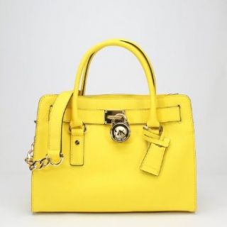 Michael Kors Hamilton East West Saffiano Satchel Handbag Citrus Yellow Top Handle Handbags Shoes