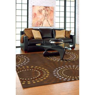Hand tufted Brown Contemporary Circles Mayflower Wool Geometric Rug (10 X 14)