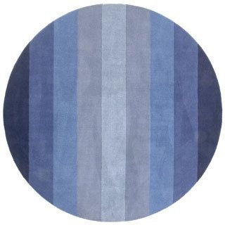 Hand tufted Blue Stripe Wool Rug (8 Round)