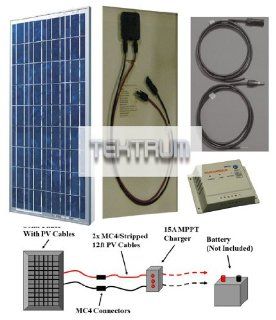 Tektrum Premium 115w 115 watt Solar Panel/MPPT Controller/PV Cables Battery Charger Kit