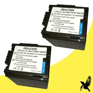 Two Halcyon 4000 mAH Lithium Ion Replacement Battery for Panasonic AG HMC80 AVCHD Digital Camcorder and Panasonic VW VBG260  Camera & Photo
