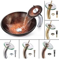 Kraus Bathroom Combo Set Copper Illusion Vessel Sink/waterfall Faucet