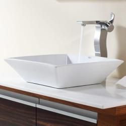 Kraus Bathroom Combo Set White Square Ceramic Bas inch Sink/sonus Faucet