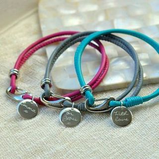 soft leather bracelet with personalised charm by between you & i