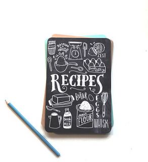 blank typographical recipe book by the happy pencil