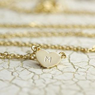 personalised flat gold heart necklace by lisa angel