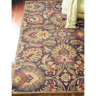 Hand tufted Grand Chocolate Brown Floral Wool Rug (5 X 8)