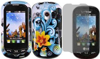 Yellow Lily Hard Case Cover+LCD Screen Protector for LG Extravert VN271 Cell Phones & Accessories