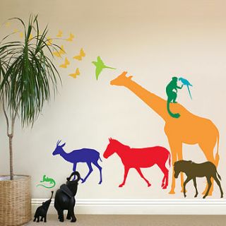 nine safari animal wall stickers by the bright blue pig