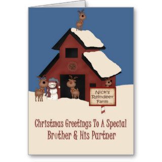 Reindeer Farm Brother & Partner Christmas Cards