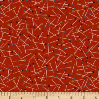 Michael Miller Love to Sew Pin Scatter Orange Fabric
