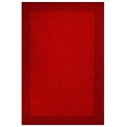 Hand tufted Bordered Red Wool Rug (6 X 9)