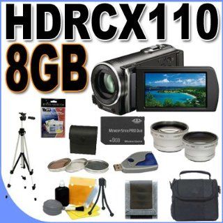 Sony HDR CX110 High Definition Handycam Camcorder (Black) BigVALUEInc Accessory Saver 8GB PRO Duo Filter Kit/Lenses Bundle  Flash Memory Camcorders  Camera & Photo