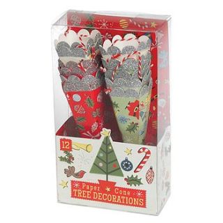 christmas paper cone tree decorations by little ella james