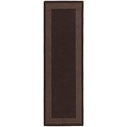 Hand tufted Chocolate Border Wool Rug (25 X 8)