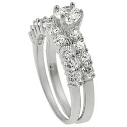 Tressa Collection Sterling Silver round CZ Bridal Engagement Ring Set Tressa Cubic Zirconia Rings
