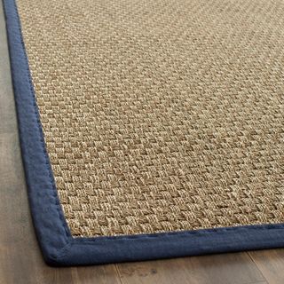 Hand woven Sisal Natural/ Blue Seagrass Bordered Rug (8 X 10)