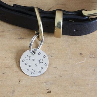 starry night sterling silver dog id tag by merry dogs