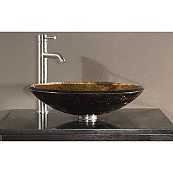 Avanity Tempered Glass Metallic Copper Sink Vessel
