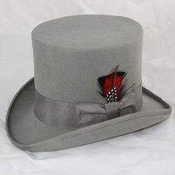 Ferrecci Ferrecci Mens Grey Wool Felt Top Hat Grey Size XL