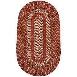 Middletown Barn Red/ Olive Braided Rug (36 X 56 Oval)