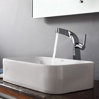 Kraus Bathroom Combo Set White Rectangular Ceramic Sink/typhon Faucet