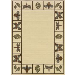 Ivory/brown Border Outdoor Area Rug (67 X 96)
