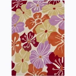 Hand tufted Mandara Multicolored Floral Pattern Wool Rug (7 X 10)