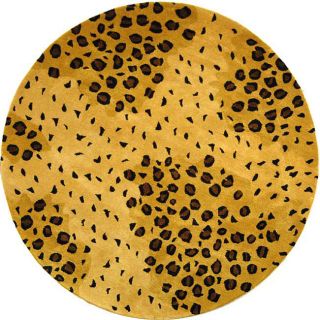 Handmade Soho Leopard print Gold/ Black N. Z. Wool Rug (8 Round)