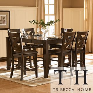 Tribecca Home Acton Merlot X back 7 piece Counter Height Dining Set