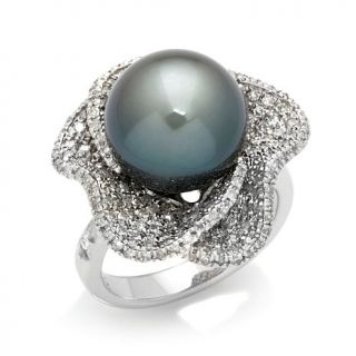 Rarities Fine Jewelry with Carol Brodie 11 12mm Tahitian Black Pearl and 1.01c