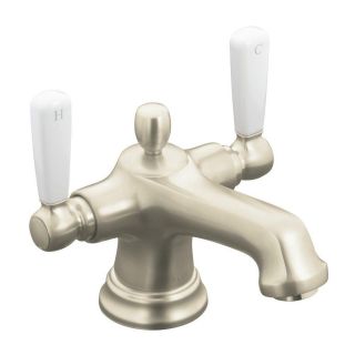 Kohler Bancroft White Ceramic Lever Brushed Nickel Monoblock Bathroom Faucet