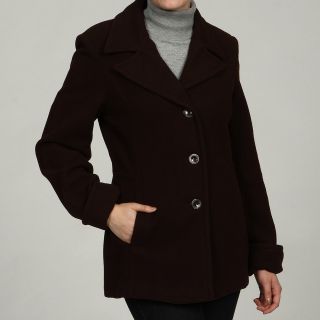 Trendz Trendz Womens Wool blend Notched Collar Coat Brown Size S (4  6)