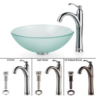 Kraus Bathroom Combo Set Frosted Glass Vessel Sink And Rivera Faucet