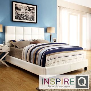 Inspire Q Inspire Q Fenton White Vinyl Column Queen size Platform Bed Multi Size Queen