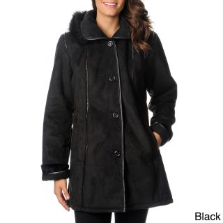 Excelled Excelled Womens Black Faux Shearling 3/4 length Coat Black Size XL (16)
