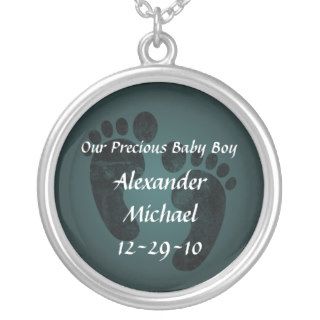 Baby Boy Footprints Personalized Name Pendant