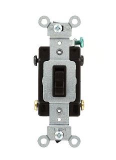 Leviton 54504 2 15 Amp, 120/277 Volt, Toggle Framed 4 Way AC Quiet Switch, Commercial Grade, Grounding, Brown   Wall Light Switches  