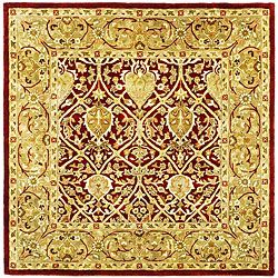 Handmade Mahal Red/ Gold New Zealand Wool Rug (8 Square)