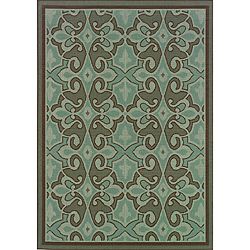 Blue/brown Abstract Outdoor Area Rug (86 X 13)