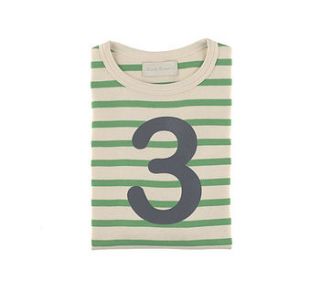 age/ number kids t shirt gooseberry & cream by bob & blossom ltd