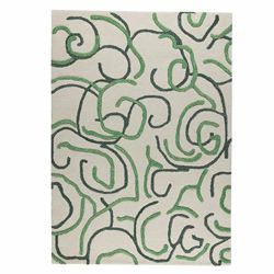 Hand tufted Busy Green Abstract Wool Rug (46 X 66)