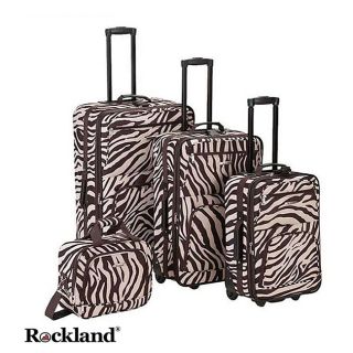 Rockland Deluxe Zebra Brown 4 piece Expandable Luggage Set
