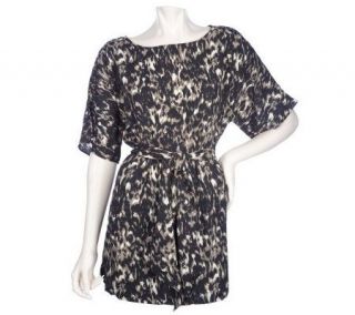 K DASH by Kardashian Printed Tunic with Detachable Belt —