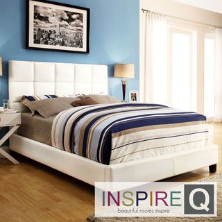 Inspire Q Inspire Q Fenton White Vinyl Column Full size Platform Bed White Size Full