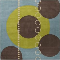 Hand tufted Contemporary Multi Colored Geometric Circles Mayflower Wool Abstract Rug (8 Square)
