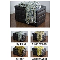 Rizzy Home Rizzy Home Machine washable Thick Weave Acrylic Throw Blue Size Full