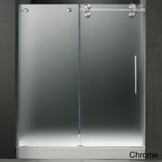 Vigo Right Sided Frameless Shower Door/ White Base Center Drain